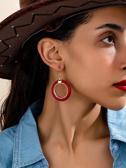 1 Paar vintage westlicher Stil Cut Out geometrische Kunstleder Leopardenmuster vielseitige Hängeohrringe für Frauen