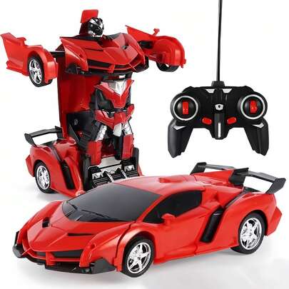 1:18 Scale Remote Control Transforming Robot Car Toy With Remote Controller (Batteries Not Included), 360 Degree Rotation & Drift, Suitable As Christmas, Birthday, Easter Gift For Boys And Girls