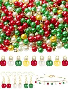 20 piezas/40 piezas/80 piezas Colgante redondo de perla ABS falsa vintage elegante y brillante, manualidades DIY para decoración del árbol de Navidad, accesorios de joyería para mujer para collar, pulsera, pendiente, bolso y cadena, adecuado para trabajo y uso diario