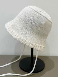 1 pieza Gorro de mujer con lazo, gorro de cubo de punto a la moda y lindo