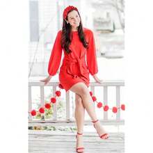 Valentines Day Headband For Women Red Heart Knotted Pearl Rhinestone Jeweled Hairband Fashion Valentine Holiday Wide Head Band Hair Accessories Gifts (Red Knot Hairband) - 紅結髮帶 - 查看 3