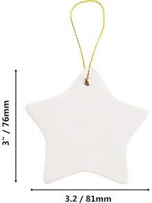 Adornos de cerámica en forma de corazón de porcelana esmaltada listos para pintar con colgador para árbol de Navidad y decoración de día festivo, paquete de 12 - Estrella - Ver 4