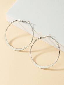 1 Pair Fashionable Exaggerated Punk Shiny Summer Hoop Earrings For Women, Versatile For Daily, Party And Matching - Silver - View 10