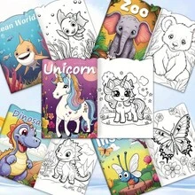 5 Packs Kids Cartoon Coloring Books Set - Zoo, Dinosaur, Insect, Ocean World & Unicorn Themes | 60 Designs For Boys & Girls Ages 3+ | Perfect Educational Gift For Birthdays, Christmas & Halloween | Develop Creativity & Imagination Through Multiple Combinations| Preschool Fun