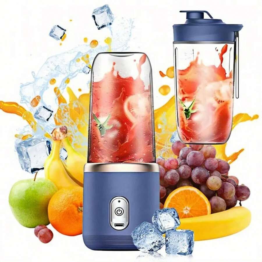 Mini licuadora portátil con batería recargable, cafetera, molinillo de alimentos con una práctica taza de café, licuadora de alimentos para bebés, fácil de limpiar y liviana, adecuada para un uso conveniente en la cocina del hogar, viajes, oficina, hogar, etc. - Azul Marino - Ver 1