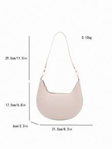 1个PU纯色拉链新月形腋下包，时尚复古单肩包，适合办公室女士，用途广泛 - 白色 - 查看 10