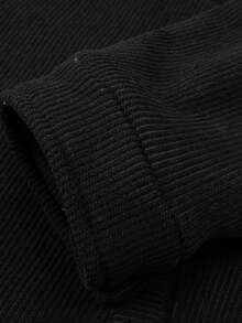 معطف من الكوردروي مع بطانة مخملية للرجال في فصلي الخريف والشتاء، بياقة بسيطة وألوان متباينة للراحة والدفء في الاستخدام اليومي والخارجي - الأسود - مشاهدة 6