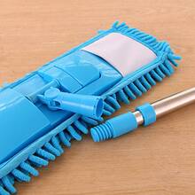 Trapeador Mágico de Microfibra - Trapiero para Limpieza Seca y Húmeda, Limpia sin Químicos y Atrapa el Polvo/Cabello como una Aspiradora para Casa - Incluye Palo de Acero Ajustable de 120 cm - Para Pisos, Muebles y cosas para el hogar - Azul - Ver 5