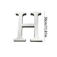 Silver Mirror Alphabet A-Z Wall Stickers - 10/15/20/30cm Tall Letters & Symbols Sold Separately, Dual-Layer Design: Reflective Acrylic Top + 1cm Thick Foam Base With Adhesive, Apply Together For 3D Effect Or Use Only Mirror Layer, Create Custom Words On Walls/Windows, Ideal For Marriage Ceremony Initials, Inspiring Messages In Work Areas, Romantic HOME Displays