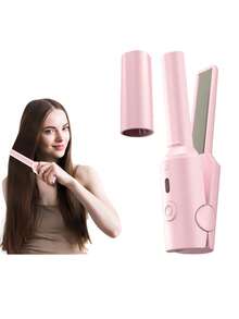 USB Powered Hair Straightener - Portable Travel Hair Straightener, Mini Hair Straightener, Ceramic Coating, Lightweight & Easy To Carry, Anti-Scald, Black - Pink - View 9