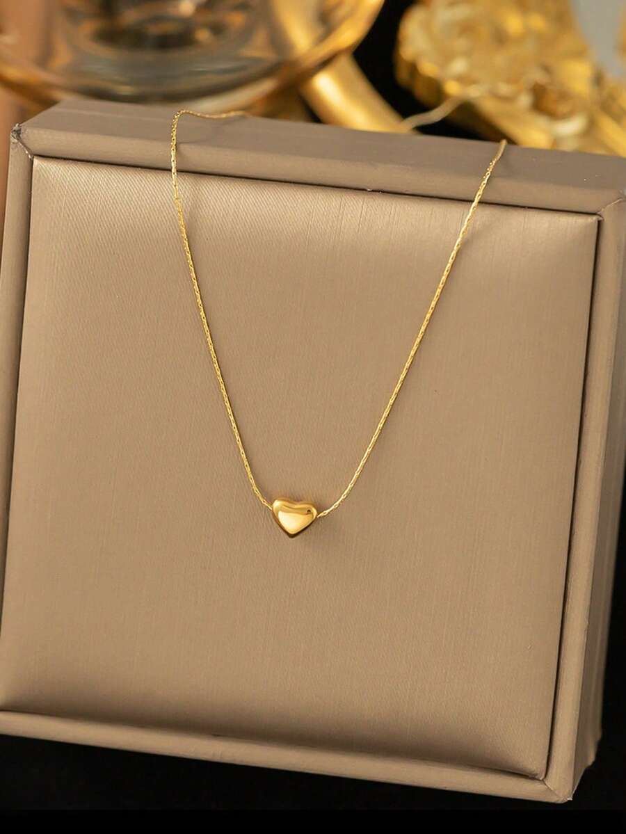 1 pieza Collar con colgante en forma de corazón pequeño y delicado de estilo minimalista, adecuado para el uso diario de las mujeres