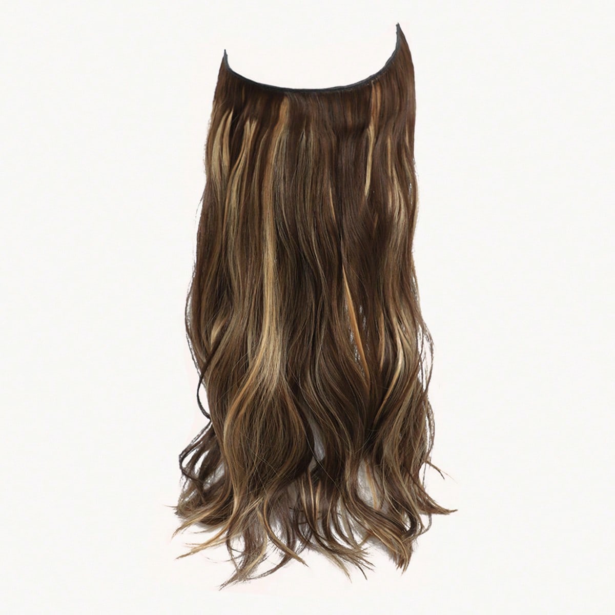 Extensiones de cabello con alambre invisible de marrón a rubio caramelo, piezas de cabello ondulado natural para mujeres, extensiones de cabello sint