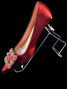 2 piezas Soportes de exhibición de zapatos de acrílico, estantes de zapatos transparentes para tienda/hogar, soporte de zapatos para tenis/tacones/zapatos planos, estante de zapatos para exhibición de ventana minorista, soporte de exhibición de acrílico reforzado - transparente - Ver 8