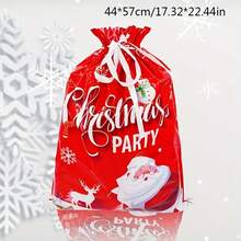 2PCS/Set Christmas Gift Packaging Bags With Drawstring Closure Festive Santa Reindeer Snowflake Tree Designs Multiple Styles Of Gift Packaging Bags Durable Plastic Holiday Treat Bags For Xmas Decorations Candy & Presents - Multicolor - View 22