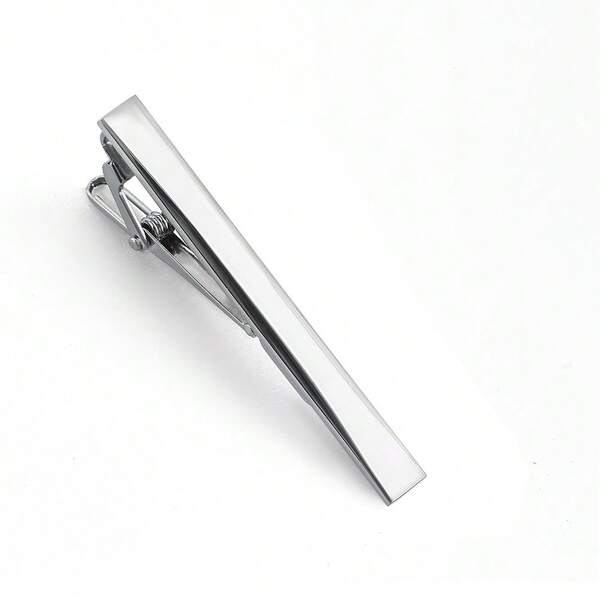 Juego de sujetacorbatas de estilo clásico de color plateado, de material de latón minimalista, para hombres