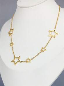 1 Stück 18K vergoldete Cut Out Stern Edelstahl Halskette für Frauen