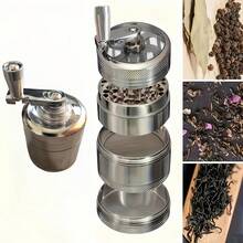 Moedor manual para serviços pesados - Construção em aço inoxidável, design de moagem de camada dupla, adequado para especiarias, ervas e café, sem necessidade de eletricidade - ideal para uso doméstico, camping e cozinha - presente perfeito para chefs e entusiastas da culinária, moedor de ervas, aparência elegante, toque de metal, design compacto, moagem em vários níveis, essencial para aventureiros ao ar livre, moedor de café manual, moedor de metal, mini moedor