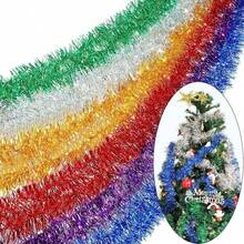 1/4 buc Coronițe de Crăciun din sârmă, Coronițe înfășurate în sârmă strălucitoare, Decorațiuni cu panglici, Agățători lungi strălucitoare pentru brad de Crăciun, Petreceri, Sărbători, Nunți, Zile de naștere, Balustrade de perete pentru brad (Din cauza fixării manuale, este posibil să existe o ușoară desprindere în timpul utilizării)