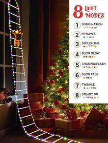 1pc Santa Climbing Ladder String Lights, 8 Flashing Modes, Powered By USB, Suitable For Winter And Christmas Decorations, Indoor And Outdoor, Christmas Tree Decoration, Windows, Garden, Home, Wall, Yard Decor, Party Decoration, Christmas Gifts, Meaning Santa Claus Comi Christmas Decoration Christmas Tree Gift Decor Thanksgiving Wedding Home Decor Autumn Decor Birthday Decorations For Gifts Party Supplies Indoor Outdoor Garden Holiday Festival Decor Halloween Decor Halloween Ornaments