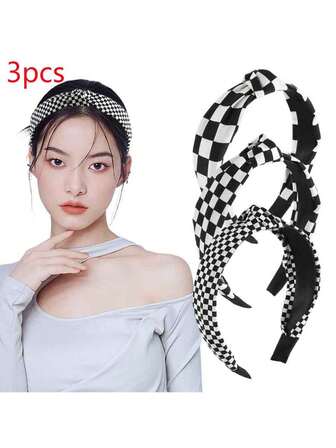 Women's Checkered Twist Headband, Suitable For Outdoor Wear, Beauty, Hair Band Hair Hoop