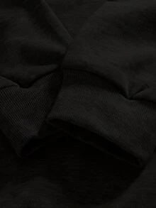 男士连帽拉链卫衣，休闲宽松套头衫，加厚设计，适合春秋季穿着，长袖上衣 - 黑色 - 查看 5