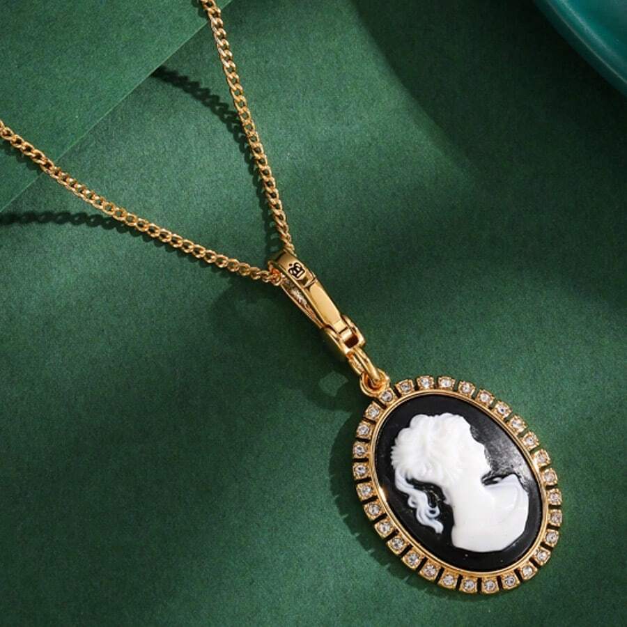 1pc Luxury Goddess Portrait Oval Pendant Necklace, Fashionable Versatile Keychain Accessory Suitable For Women's Daily Wear