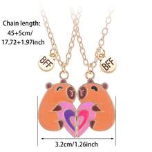 2 Pcs/Set Capybara Best Friends Pendant Necklace For School Lover Clavicle Chain BFF Best Friends Machine Pendant Necklace Popular Geometry Adjustable Double Chain Couple Necklace Jewelry Gifts - one-size - View 3
