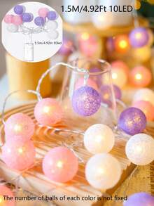 1pc 1.5/3m 10/20 LED Home Decor Macaron Color Thread Ball LED Fairy String Lights, Simplicity And Individuality Indoor Bedroom Wall Decorative Fairy Lights, Wedding Birthday Party Decor Lights, Christmas Tree Decorative Light String