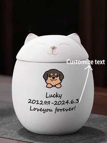 Urnas para Animais de Estimação, Latas para Gatos e Cachorros, Texto e Imagens Personalizáveis, Latas Lacradas, Urnas, Caixas Comemorativas à Prova de Umidade, Latas de Cremação para Animais de Estimação Falecidos, Latas para Animais de Estimação, Estatuetas Manechnico, Latas de Armazenamento Multifuncionais, Latas de Armazenamento de Chá, Latas Lacradas de Porcelana, Uma Bolsa de Armazenamento é Incluída como Brinde