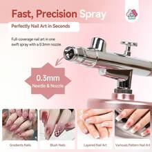 SAVILAND Super-Stable Airbrush Kit: 25 PSI Precision Airbrush For Nails Recharge Dual-Mode Pink Airbrush Gun 0.3mm Nozzle Airbrush Machine Makeup Protable Airbrush Gel Nail Ombre French Paint Nail Art - 粉色 - 查看 3