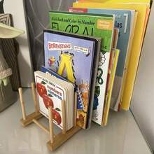 1組木製書架與文件收納架，黑膠唱片與相簿展示架，文件夾與書籍收納，易於組裝，適合床頭或桌面放置，暖氣片置物架，家具層架 - 彩色 - 查看 6