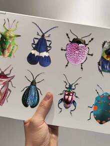 50 piezas/paquete Pegatinas de insectos lindos y coloridos, pegatinas decorativas para scrapbooking, etiquetado, diario, papelería, álbum de fotos, teléfono, diario, planificador
