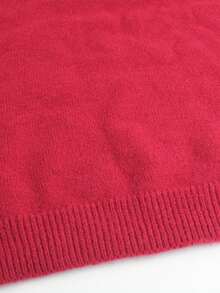 Women's Crew Neck Knit Sweater, Casual Striped Ribbed Patchwork, Spring/Autumn - Jujube Red - View 5