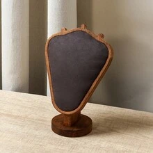 Soporte para presentación de joyería de madera Vintage, soporte y organizador para collares con busto de terciopelo para decoración del hogar, 1. AJH7 - Negro - Ver 3