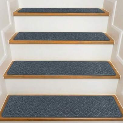 Pisadas de escalera para escalones de madera en interiores paquete de 15 alfombras antideslizantes de 8 x 30 pulgadas con calcomanía reutilizable para niños ancianos y perros alfombras de escalera