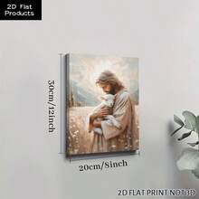 1pc Framed Canvas Wall Art Prints Poster, Jesus And Lamb Wall Art, Jesus The Good Shepherd Wall Decor, Religious Christian Canvas Painting, Bible Faith And Scripture Art Posters Canvas Print Painting For Living Room Bedroom Office Bathroom Dorm Home Decor, Ready To Hang, 2D Flat - 彩色 - 查看 6