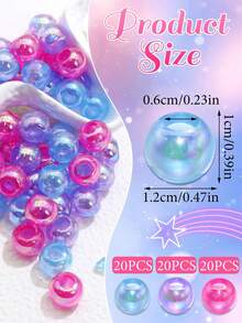 60 piezas de cuentas de caramelo de colores para decoraciones de trenzas desordenadas de niñas, estilo punk rock callejero - Multicolor - Ver 5