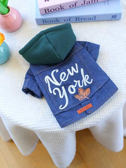 PETCIRCLE 1件宠物衣服，狗狗/猫咪套装，时尚可爱舒适的小型犬服装，纽约小狗外套