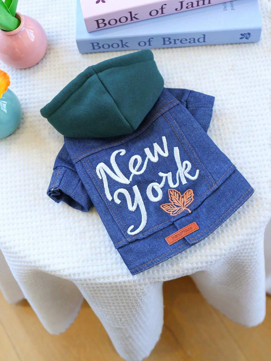 PETCIRCLE 1pc Pet Clothes, Dog/Cat Outfit, Stylish & Cute Apparel For Small Dogs, Comfortable New York Jacket - Multicolor - View 1