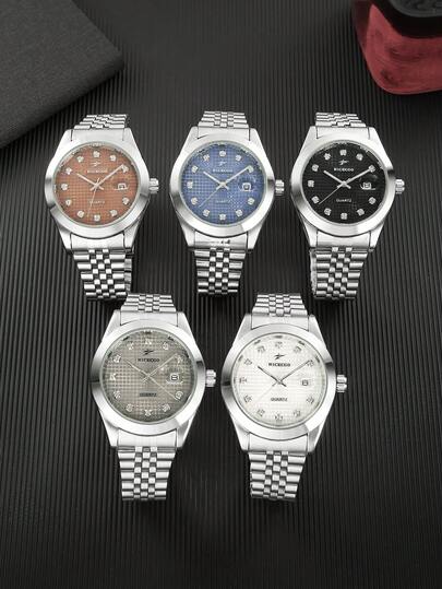 RICECGO RICECGO 1 Classic Men's Business Quartz Watch, Featuring A Silver Watch Design With A Stainless Steel Strap, Stylishly Suitable For Holiday Gifts And Daily Wear.