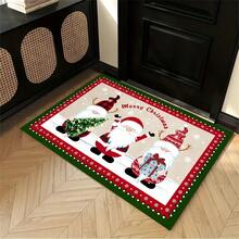 1pc Crystal Velvet Christmas Entrance Mat, Home Doormat, Anti-Slip Carpet Floor Mat