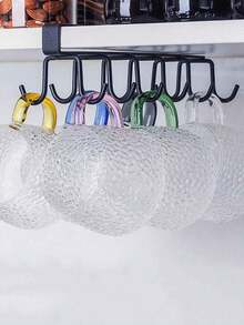 1 Stück Eisenhaken, 6 Haken/12 Haken, Tassen, Kaffeetassen, Tassenhalter, Küchenutensilien, Hüte, Schal Aufbewahrungsregale, geeignet für die Verwendung unter Küchentresen, Kaffeebars, Kleiderschränken und Schränken