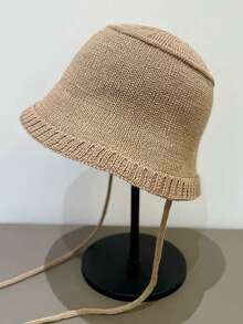 1 pieza Gorro de mujer con lazo, gorro de cubo de punto a la moda y lindo