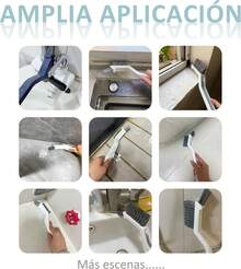 EstiloTendenciaCepillo Para BañO,2 Unidades Cepillo De Limpieza Multiusos Con Cerdas Duras Y Gancho - DiseñO En V Para Ranuras, BañO, Cocina, Ventanas, VehíCulos, Grifos, Inodoro Y PersianasCalidad PremiumVersióN Mejorada - 1 - Ver 6