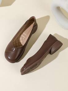 Women's Comfortable Black Flat Slip-On Casual Work Shoes, Low Heel Soft Breathable Laser Cut Pattern Lightweight Ballet Flats