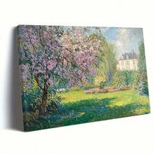 1pc Framed Canvas Painting Art,Vintage Monet Garden Canvas Wall Art, Wooden Framed Springtime Scenery Print, Home Decor, Ideal For General Gifting, Modern Home Decoration,Bedroom Wall Art,Wall Art Decor,Canvas Wall Art,Framed Wall Art,High Resolution Wrapping Canvas Painting - 彩色 - 查看 5