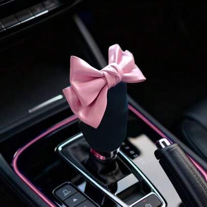 1 peça/2 peças capa de freio de mão de carro com laço rosa fofo, capa de câmbio, acessórios decorativos para carro