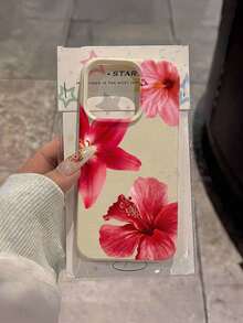 1pc White & Deep Red Floral Pattern Full Coverage TPU Shockproof Phone Case Compatible With Iphone 17, 16, 15, 14, 13, 12, 11 Pro Max And Series - Multicolor - View 2