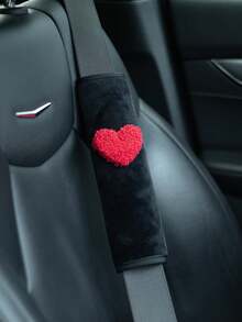 2 piezas/1 pieza Protector de hombro para coche de peluche corto, protector de hombro de amor para estiramiento de hombros