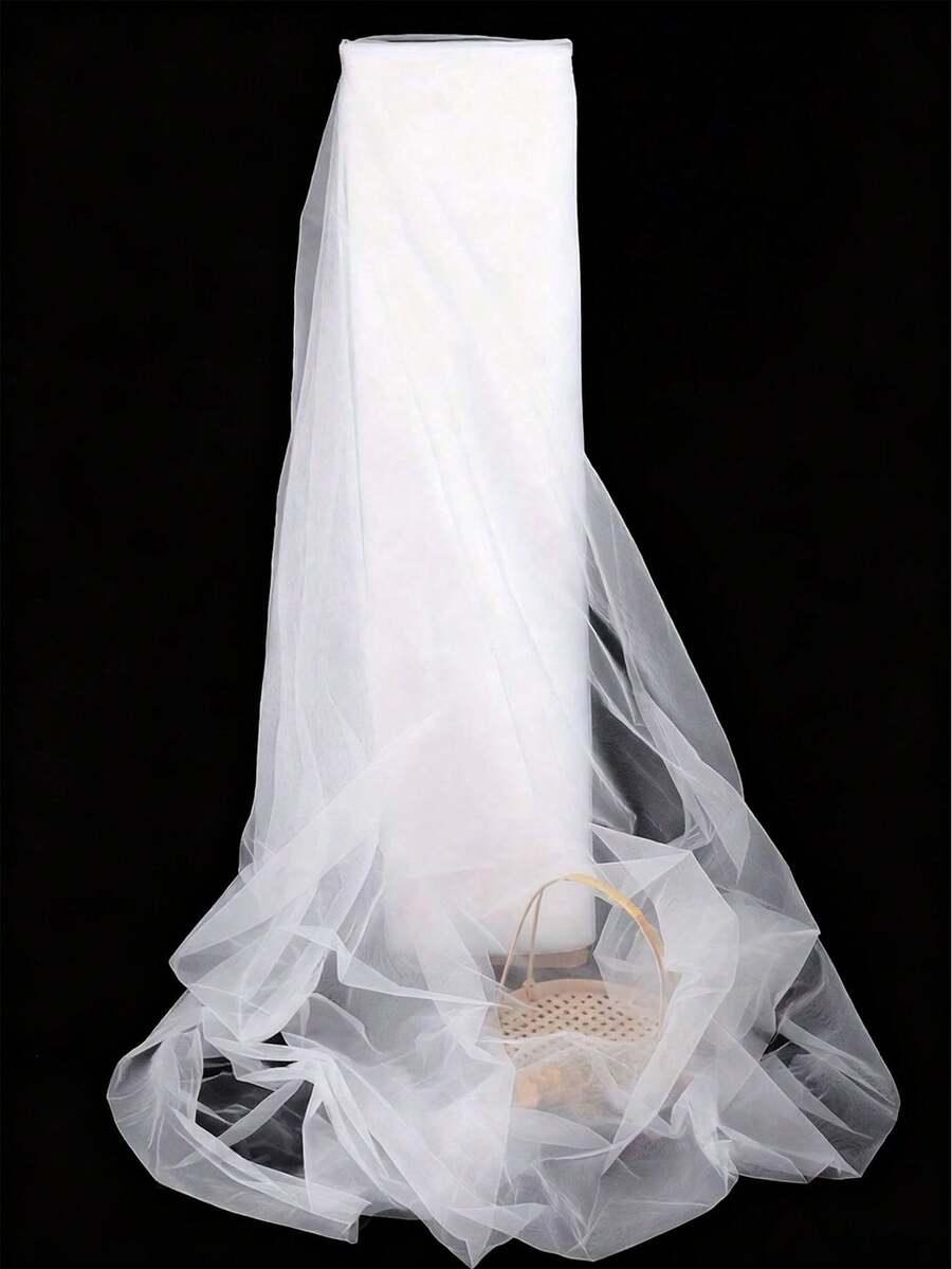1pc White DIY Tulle Fabric, Suitable For Wedding Veil, Mosquito Net, Sewing, Photography Backdrop, Wedding Decoration, Party, Birthday, Home Decor, Outdoor